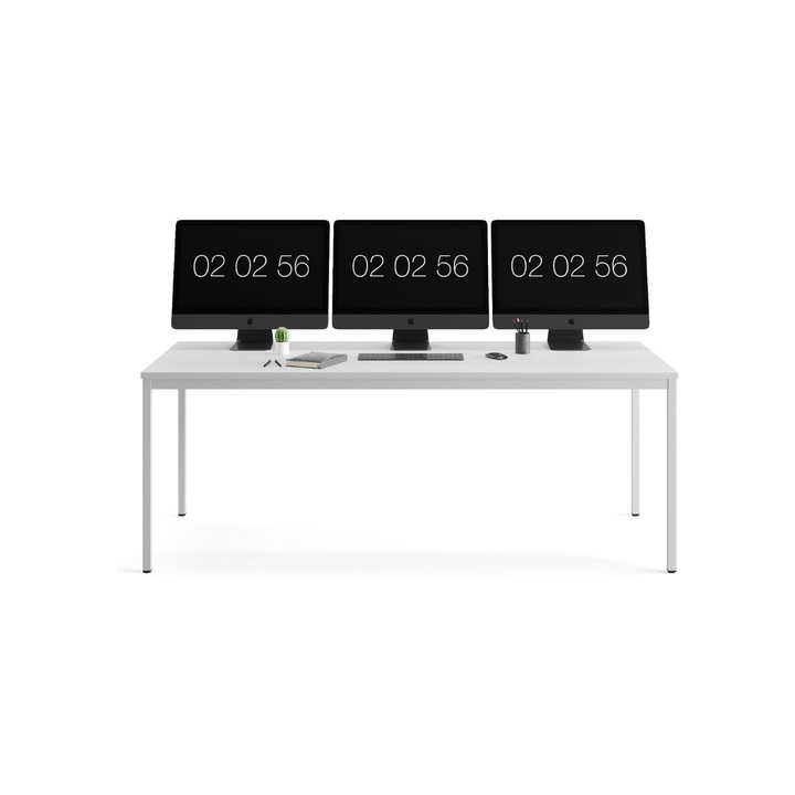 Furni24 Schreibtisch-Stahl 180x80x75cm, Grau, Einfache Montage, Arbeitstisch, Bürotisch, Küchentisch, Esstisch, Druckertisch Büro-Möbel Arbeitszimmer Computertisch Gaming-Tisch Mehrzwecktisch
