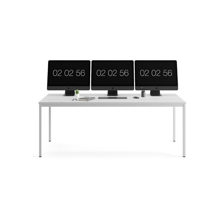 Furni24 Schreibtisch-Stahl 200x80x75cm, Grau, TÜV/GS-Einfache Montage, Arbeitstisch, Bürotisch, Küchentisch, Esstisch, Druckertisch Büro-Möbel Arbeitszimmer Computertisch Gaming-Tisch Mehrzwecktisch