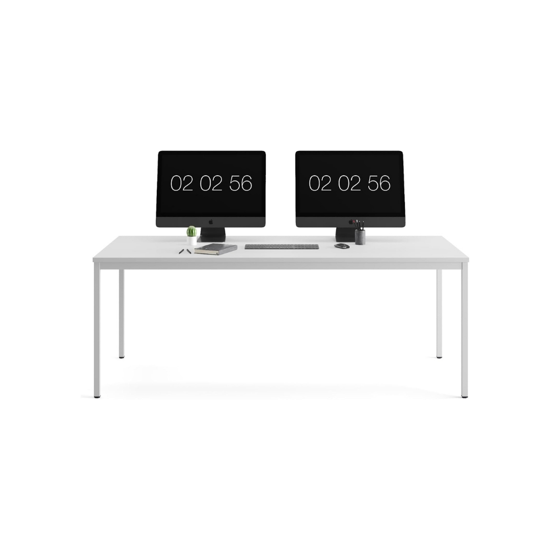 Furni24 Schreibtisch-Stahl 120x60x75cm, Grau, TÜV/GS-Einfache Montage, Arbeitstisch, Bürotisch, Küchentisch, Esstisch, Druckertisch Büro-Möbel Arbeitszimmer Computertisch Gaming-Tisch Mehrzwecktisch