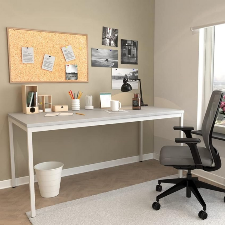 Furni24 Schreibtisch-Stahl 120x60x75cm, Grau, TÜV/GS-Einfache Montage, Arbeitstisch, Bürotisch, Küchentisch, Esstisch, Druckertisch Büro-Möbel Arbeitszimmer Computertisch Gaming-Tisch Mehrzwecktisch