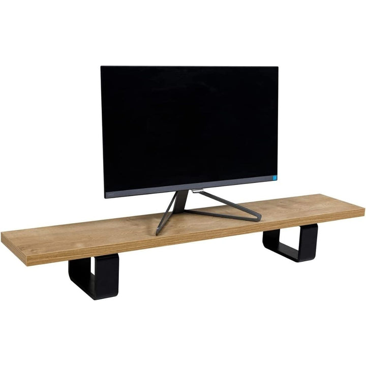 Monitorständer Holz mit Metallfuß, Erhöhungständer (105x20x14h, Saphir Eiche Dekor)