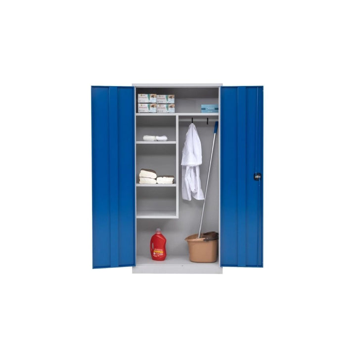 Putzmittelschrank, 92x195x42cm, grau/blau