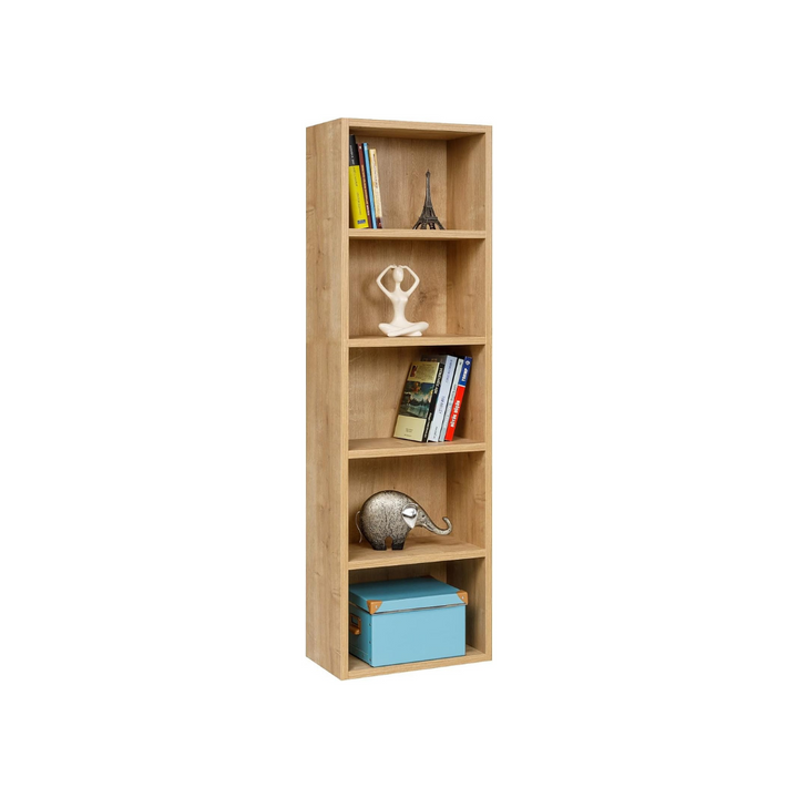 Bücherregal mit 5 Fächern, Saphir Eiche Dekor, 40x24x132 cm