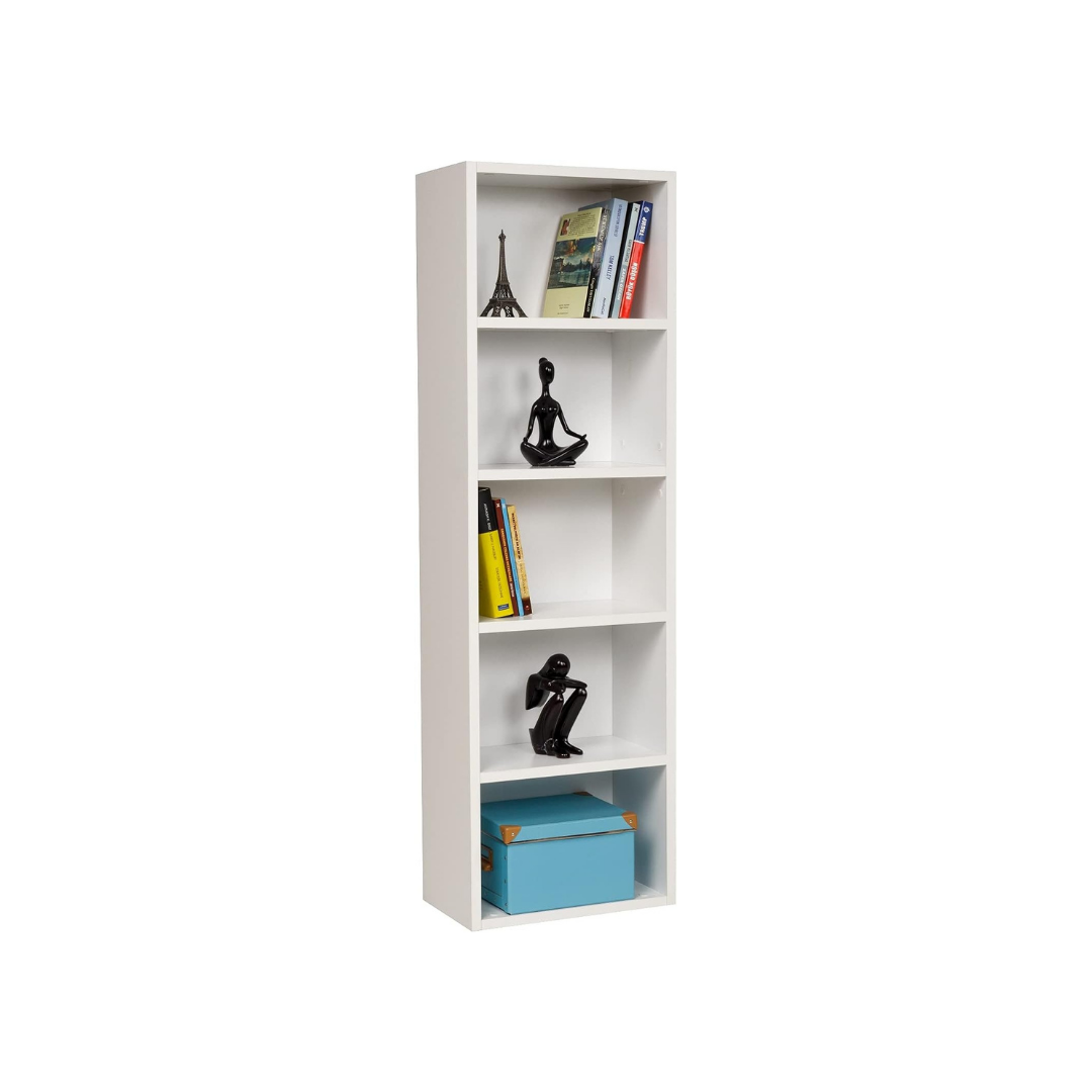 Bücherregal mit 5 Fächern, weiß, 40x24x132 cm