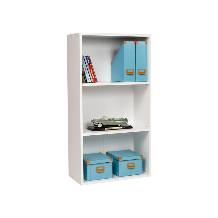 Breites Bücherregal mit 3 Fächern, weiß, 60x31x115 cm