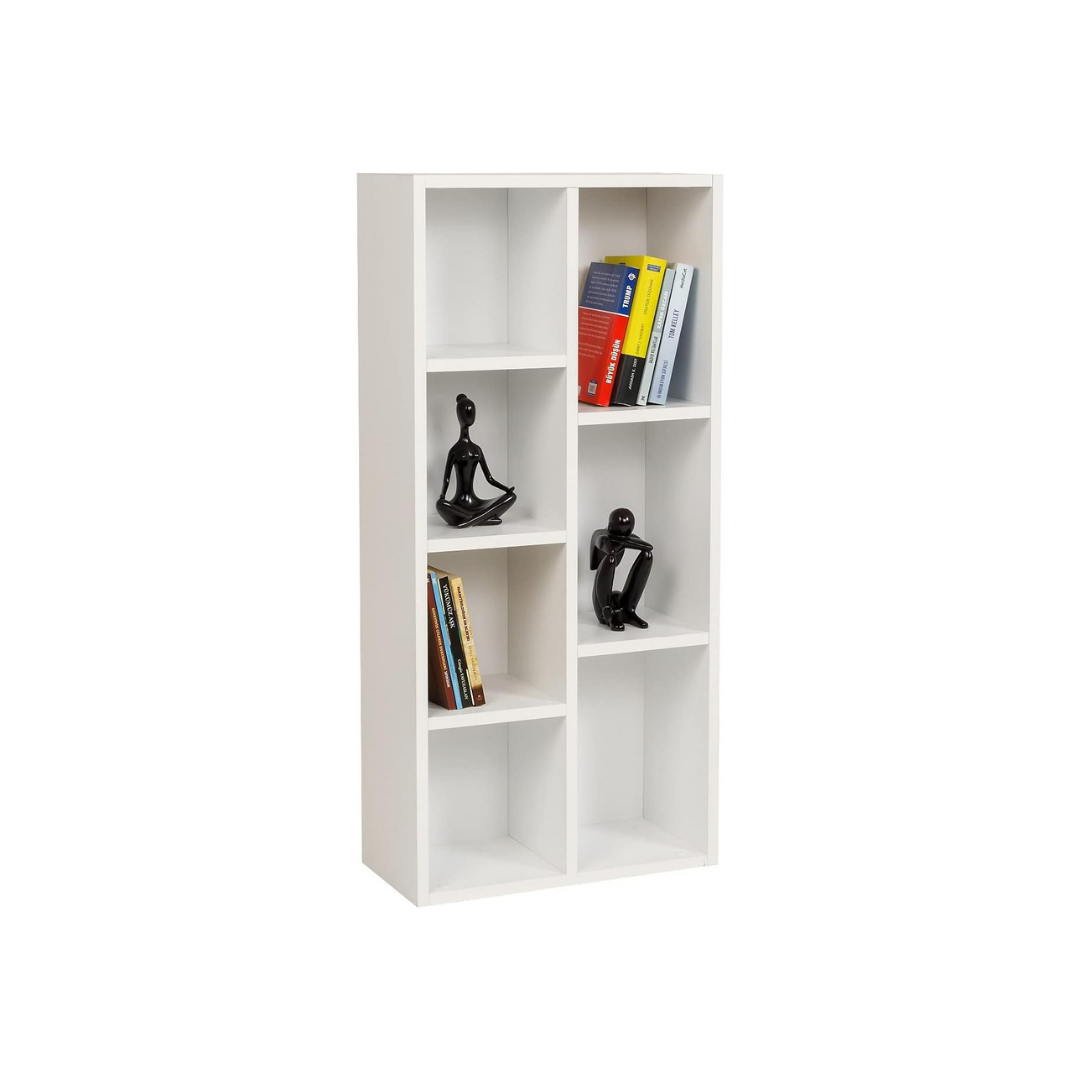 Bücherregal mit 7 Fächern, weiß, 49,5x24x106 cm
