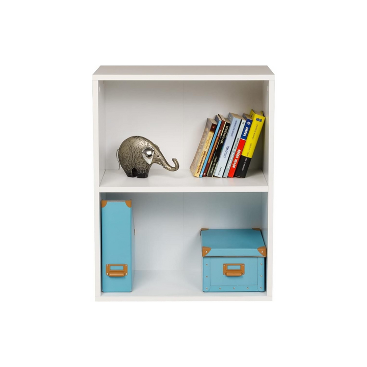 Breites Bücherregal mit 2 Fächern, weiß, 60x31x77 cm