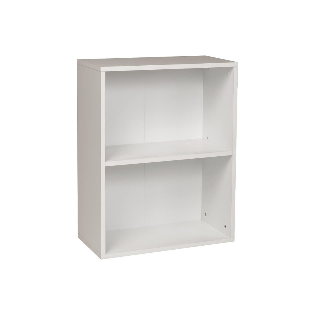 Breites Bücherregal mit 2 Fächern, weiß, 60x31x77 cm