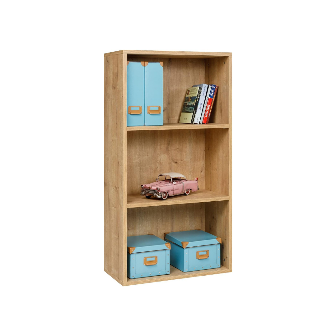 Breites Bücherregal mit 3 Fächern, Saphir Eiche Dekor, 60x31x115 cm