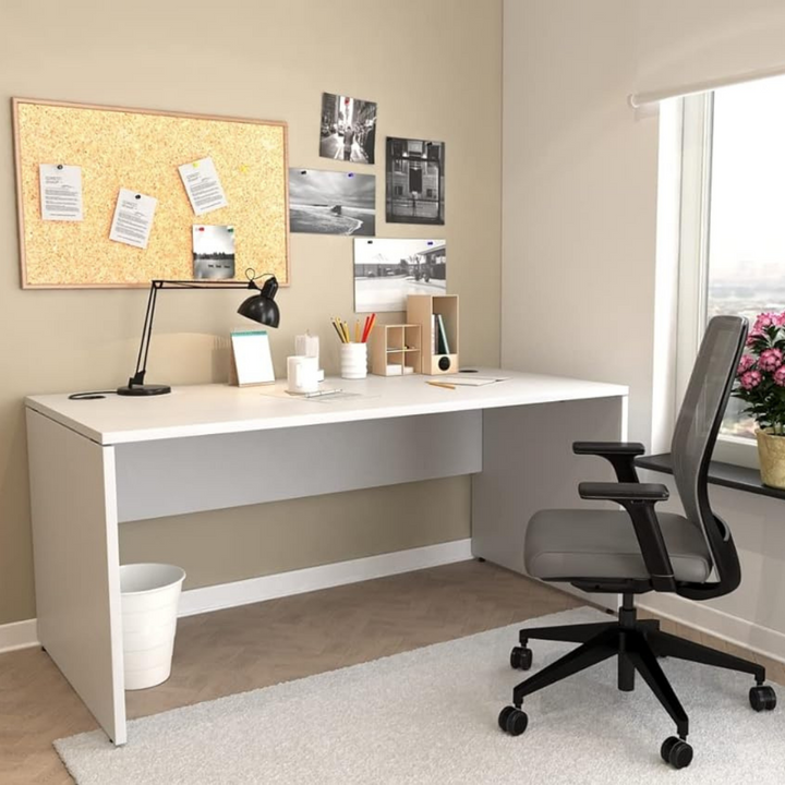 Schreibtisch Nuvi, 180 cm x 80 cm x 75 cm, grau Dekor