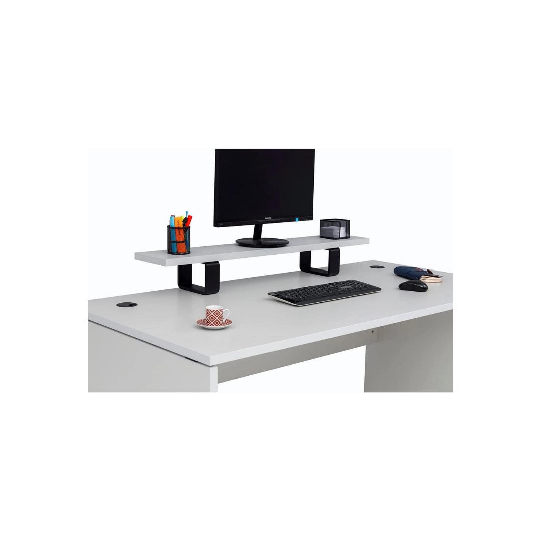 Schreibtisch Nuvi, 180 cm x 80 cm x 75 cm, grau Dekor  inkl. Monitorständer