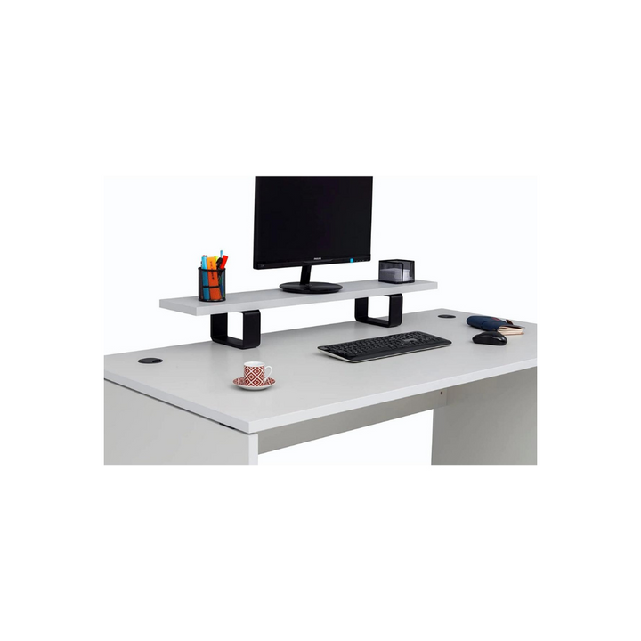 Schreibtisch Nuvi, 180 cm x 80 cm x 75 cm, grau Dekor  inkl. Monitorständer