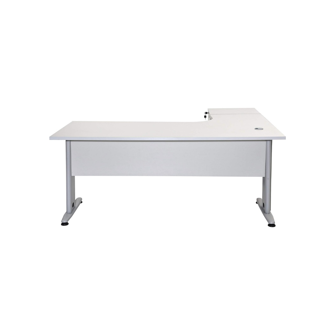 Winkelschreibtisch Dona, Grau Dekor, 180 cm x 120 cm x 74 cm, inkl. Beistellcontainer, links gewinkelt