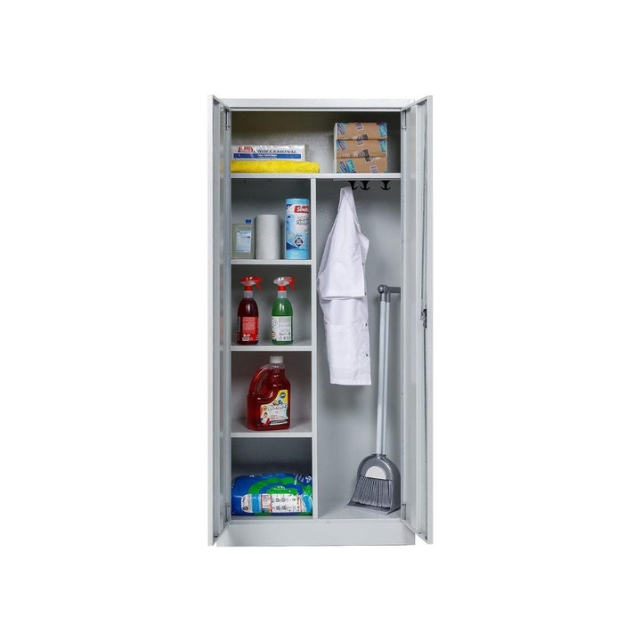 Putzmittelschrank Stahl, 80x38x180 cm, stahlgrau