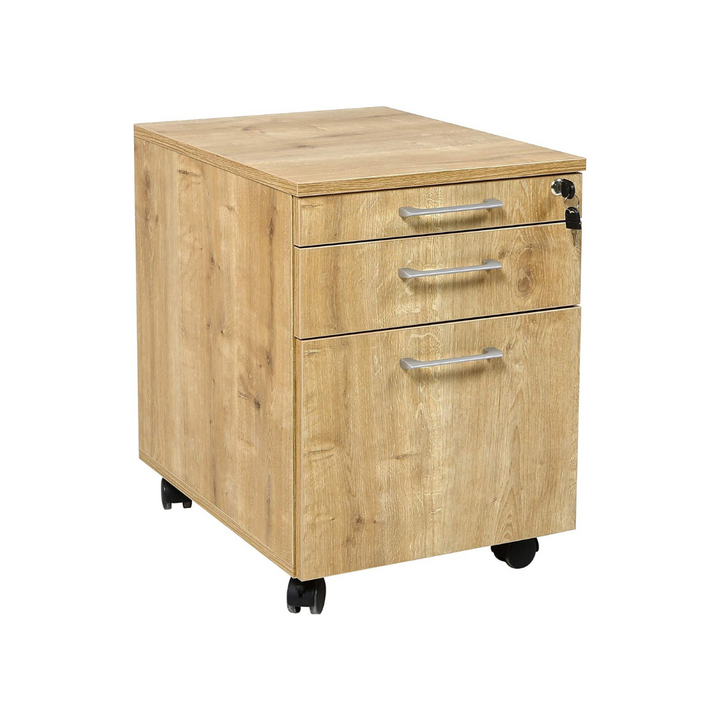 Rollcontainer, Schreibtischcontainer Holz, 3 Schübe, Saphir Eiche Dekor