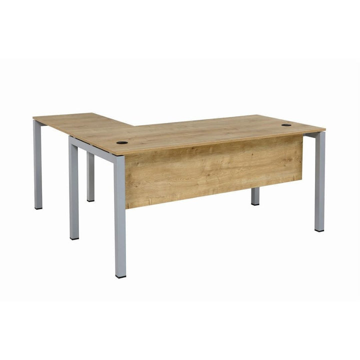 Schreibtisch Tetra, 180 cm, inkl. Anbau rechts o. links montierbar,Saphir Eiche Dekor/silber RAL 9006