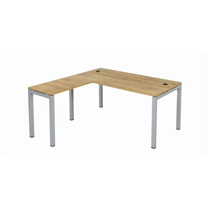 Schreibtisch Tetra, 180 cm, inkl. Anbau rechts o. links montierbar,Saphir Eiche Dekor/silber RAL 9006