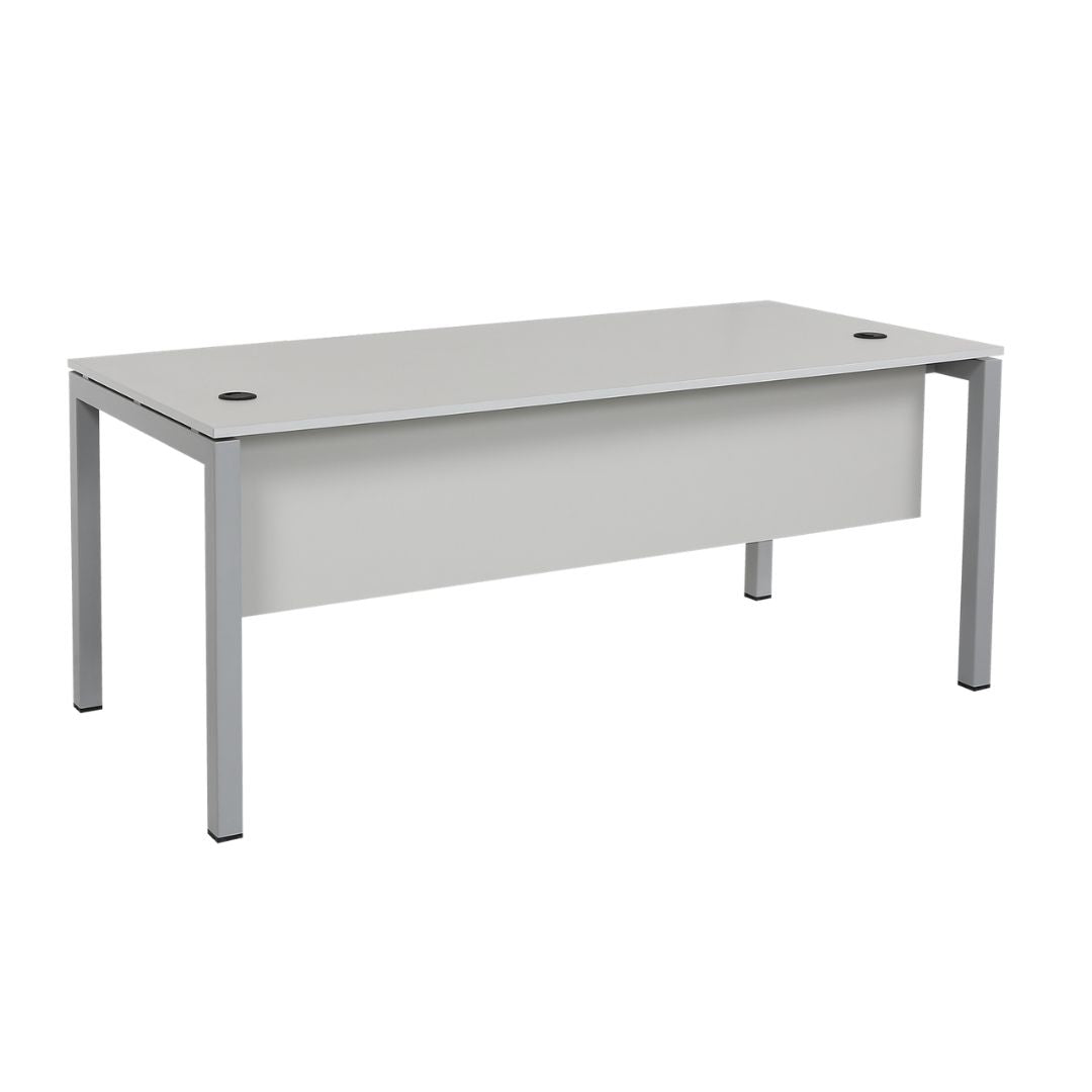 Schreibtisch Tetra, 160 x 80 x 75 cm, grau Dekor/silber RAL 9006