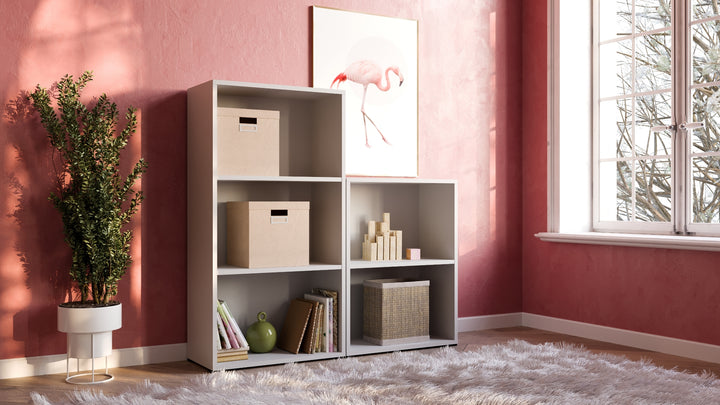 Breites Bücherregal mit 3 Fächern, weiß, 60x31x115 cm
