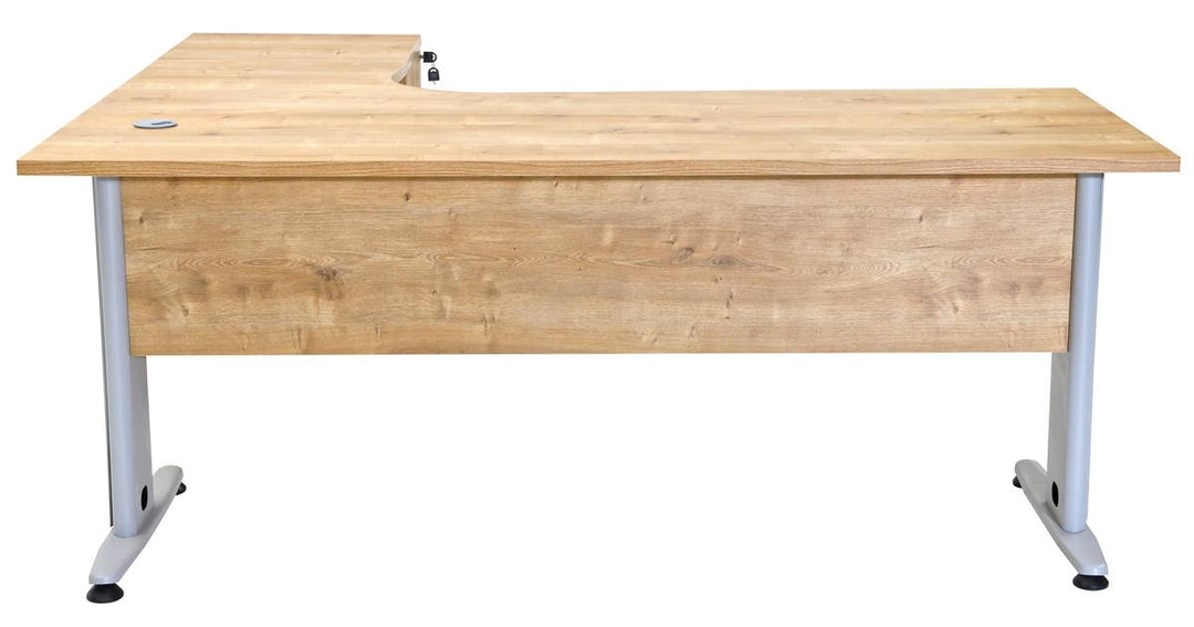 Winkelschreibtisch Dona, Saphir Eiche Dekor, 180 cm x 120 cm x 74 cm, inkl. Beistellcontainer, links gewinkelt