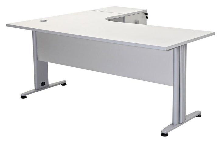 Winkelschreibtisch Dona, Grau Dekor, 180 cm x 120 cm x 74 cm, inkl. Beistellcontainer, rechts gewinkelt