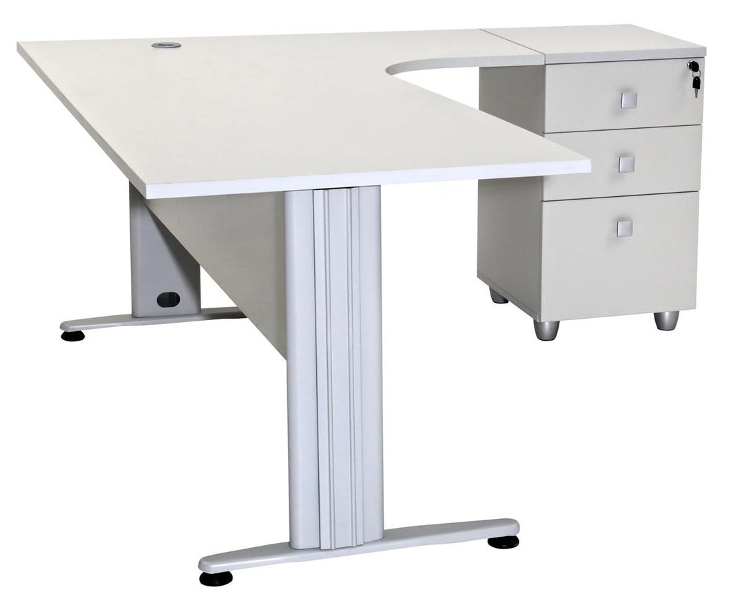 Winkelschreibtisch Dona, Grau Dekor, 180 cm x 120 cm x 74 cm, inkl. Beistellcontainer, rechts gewinkelt