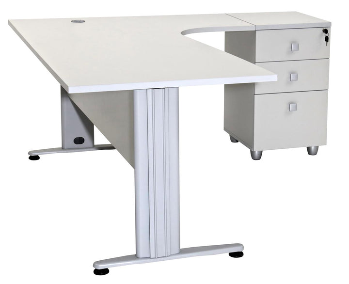 Winkelschreibtisch Dona, Grau Dekor, 180 cm x 120 cm x 74 cm, inkl. Beistellcontainer, rechts gewinkelt