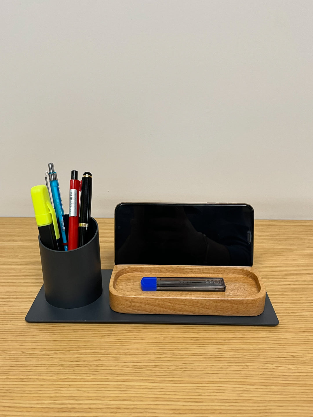 Desk Organizer Stifthalter, Telefonständer (10x10x25 cm, Anthrazit)