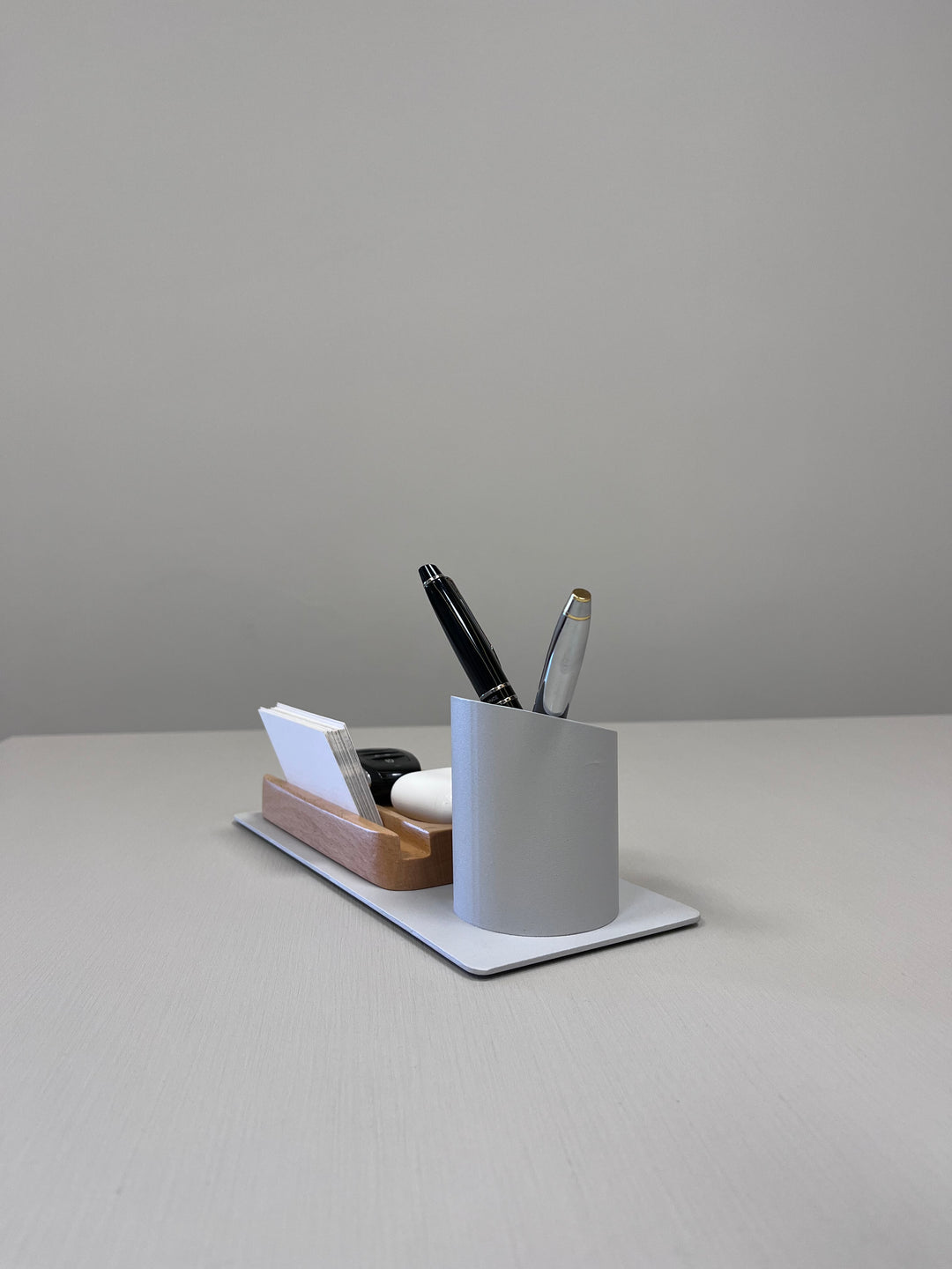 Desk Organizer Stifthalter, Telefonständer (10x10x25 cm, Grau)