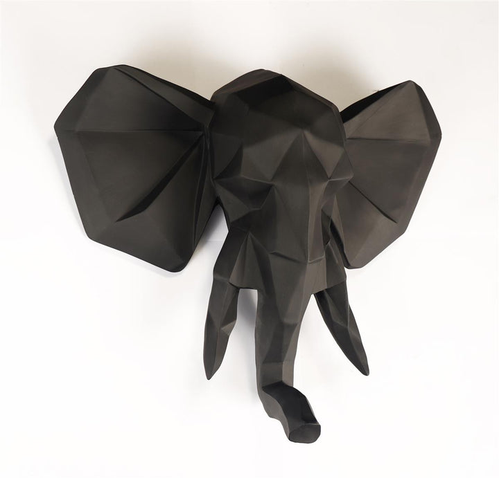 Elefanten-Wandbüste, schwarz
