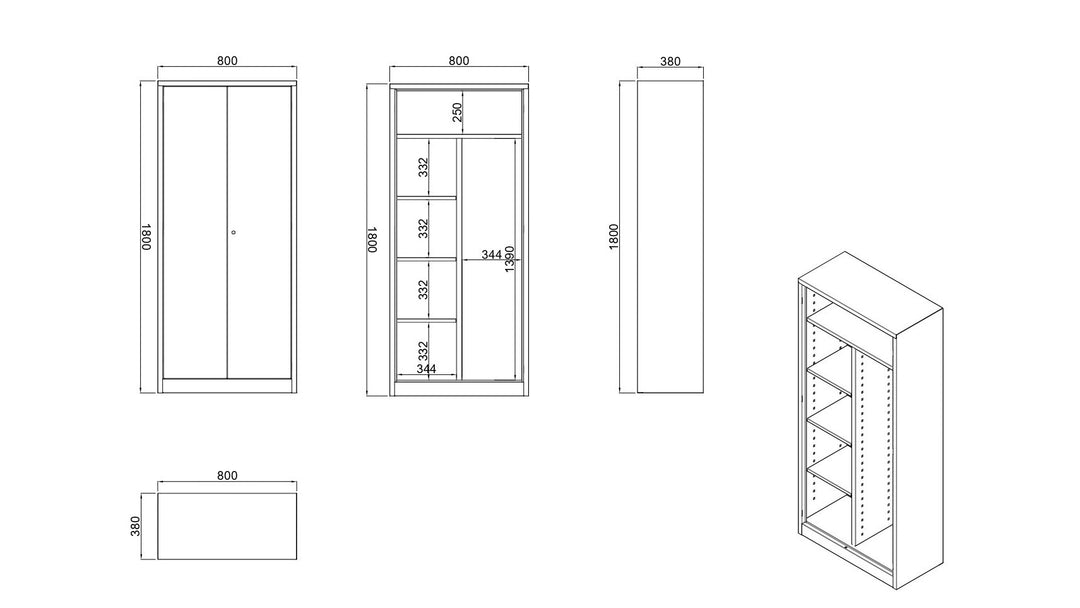 Putzmittelschrank Stahl, 80x38x180 cm, stahlgrau