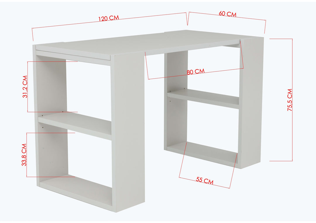 Schreibtisch Note, inkl. Regale, 120x60x75 cm, grau Dekor