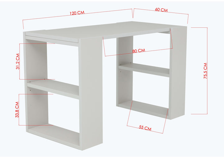 Schreibtisch Note, inkl. Regale, 120x60x75 cm, grau Dekor