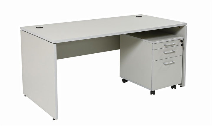 Schreibtisch Nuvi, 180 cm x 80 cm x 75 cm, grau Dekor  inkl. Monitorständer