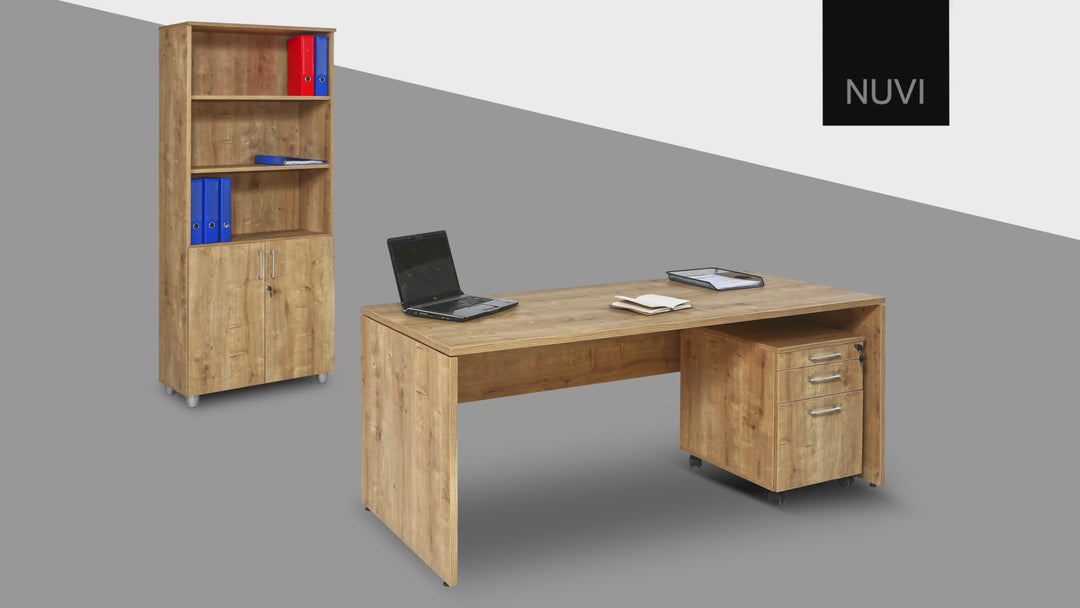 Schreibtisch Nuvi, 160 cm x 80 cm x 75 cm, Saphir Eiche Dekor