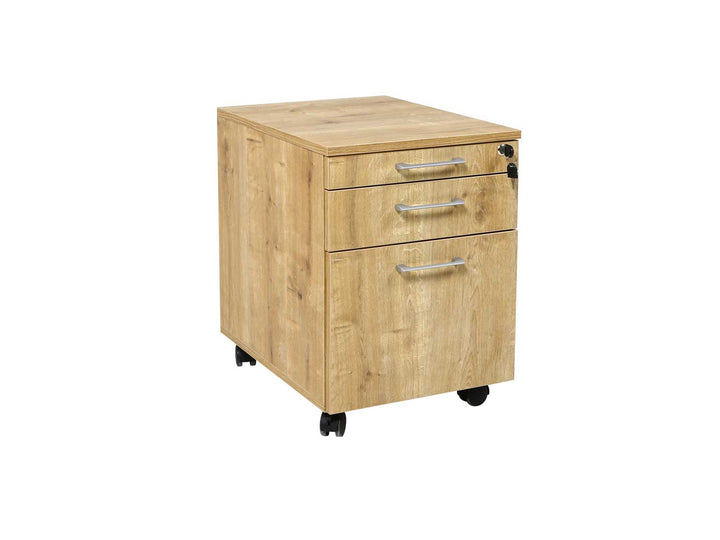 Rollcontainer, Schreibtischcontainer Holz, 3 Schübe, Saphir Eiche Dekor