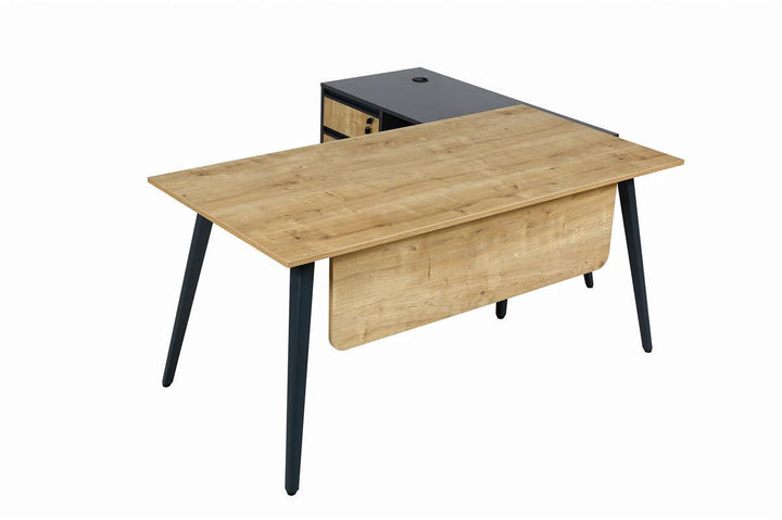 Schreibtisch Shift, 160 cm, inkl. Anbau rechts o. links montierbar, Saphir Eiche Dekor/Anthrazit