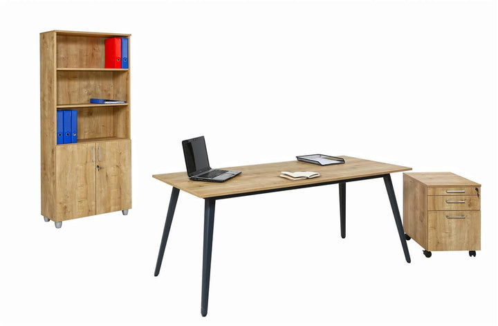 Schreibtisch Shift, 4 Fuß, 180 cm, Saphir Eiche Dekor/Anthrazit