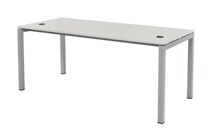Schreibtisch Tetra, 180 x 80 x 75 cm, grau Dekor/silber RAL 9006