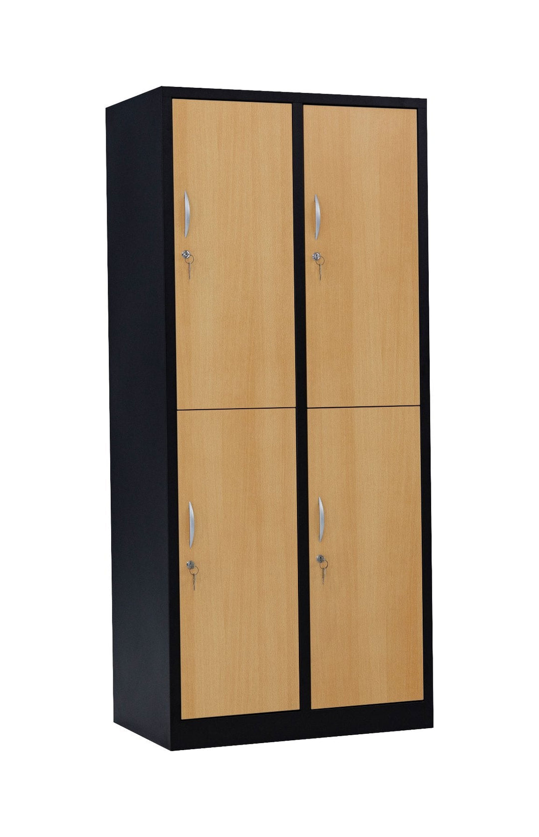 Garderobenschrank Abteilbreite 30 cm halbe Türen, 180 cm x 60 cm x 50 cm / schwarz / Buche RAL 9005