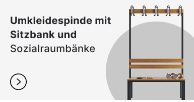 Umkleidespinde mit Sitzbank und Sozialraumbänke