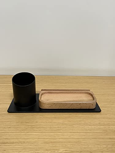 Desk Organizer Stifthalter, Telefonständer (10x10x25 cm, Schwarz)