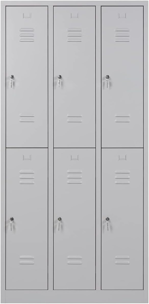 Garderobenschrank Abteilbreite 40 cm halbe Türen, 180 cm x 120 cm x 50 cm / grau