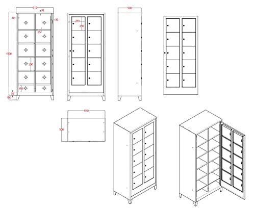 Wäscheverteilerschrank 10 türig Lichtgrau