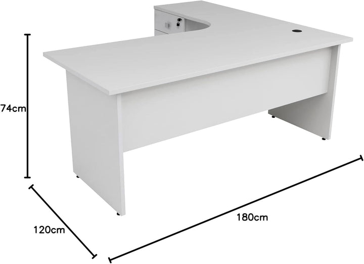 Winkelschreibtisch Dona, Holzfuss, grau Dekor, 180 cm x 120 cm x 74 cm,  inkl. Beistellcontainer, links gewinkelt