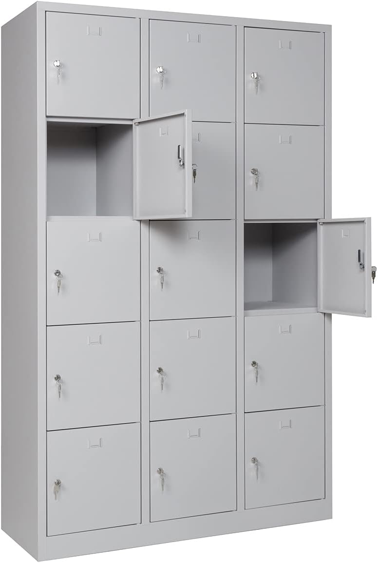 Furni24 Schließfachschrank Schließfach Wertfachschrank Personalschrank Wertfach Spind 190 cm x 120 cm x 45 cm grau RAL 7035 **fertig montiert** Verschiedene Ausführungen