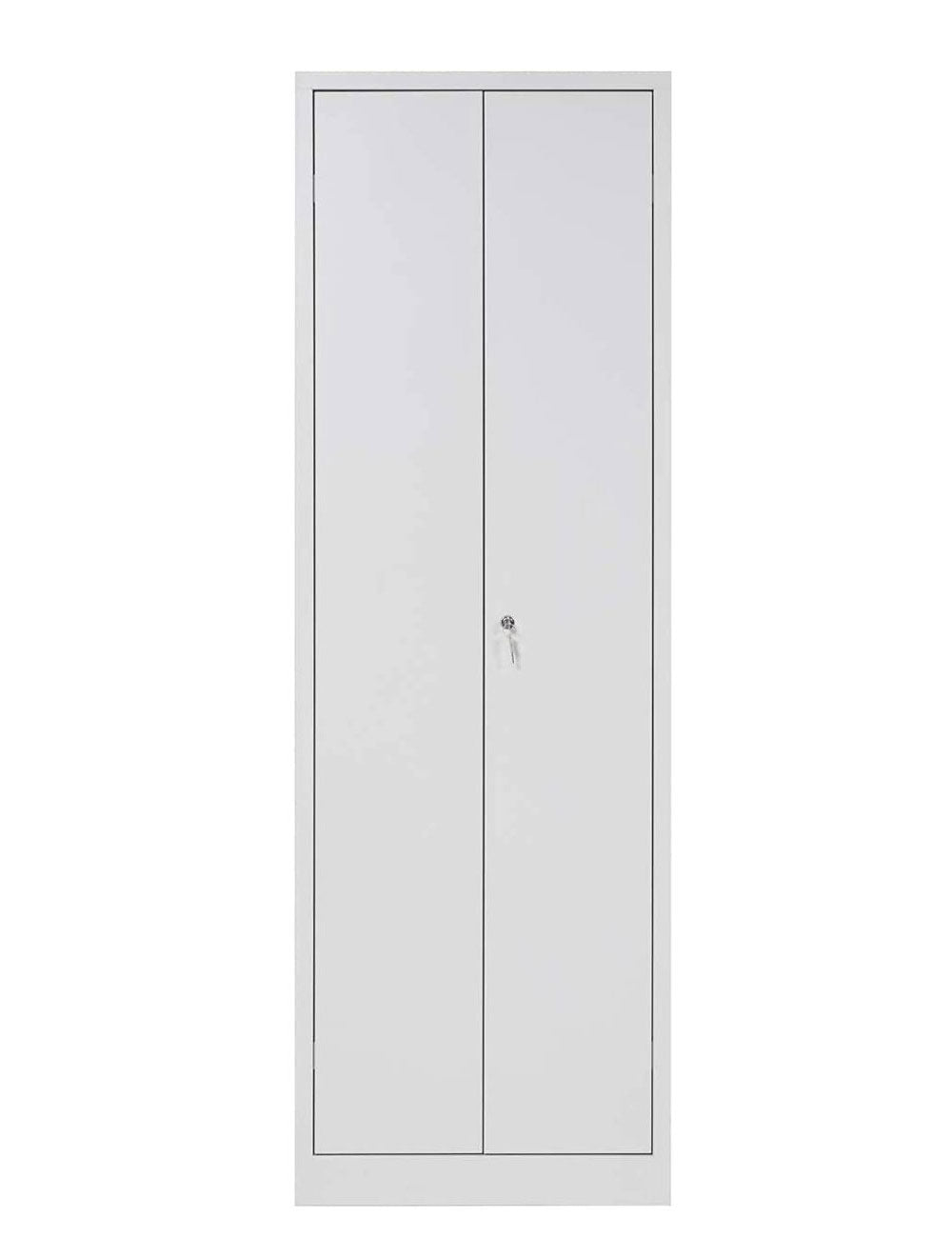 Furni24 TÜV/GS - Metall Putzmittelschrank – Wäsche Schrank aus Stahl mit Türen, Garderobenstange, große Fächer, Hutablage, fertig montiert - Grau, XXL 60 x 50 x 180 cm