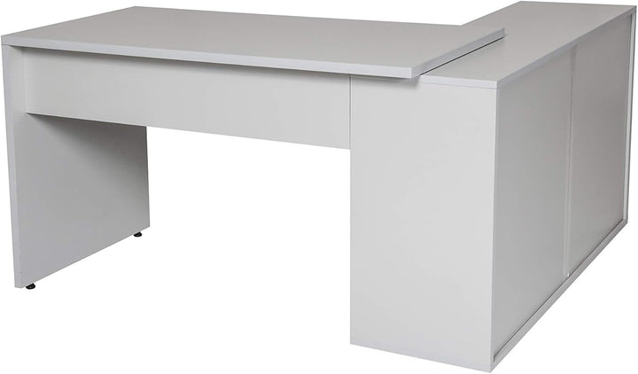 Furni24 Homeoffice Schreibtisch N-Home 120 x 120 x 60 cm grau o. buche, rechts o. links montierbar