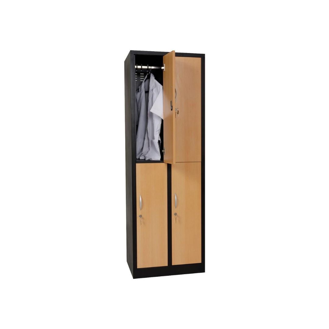 Furni24 Garderobenschrank Abteilbreite 30 cm halbe Türen, 180 cm x 60 cm x 50 cm / schwarz / Buche RAL 9005