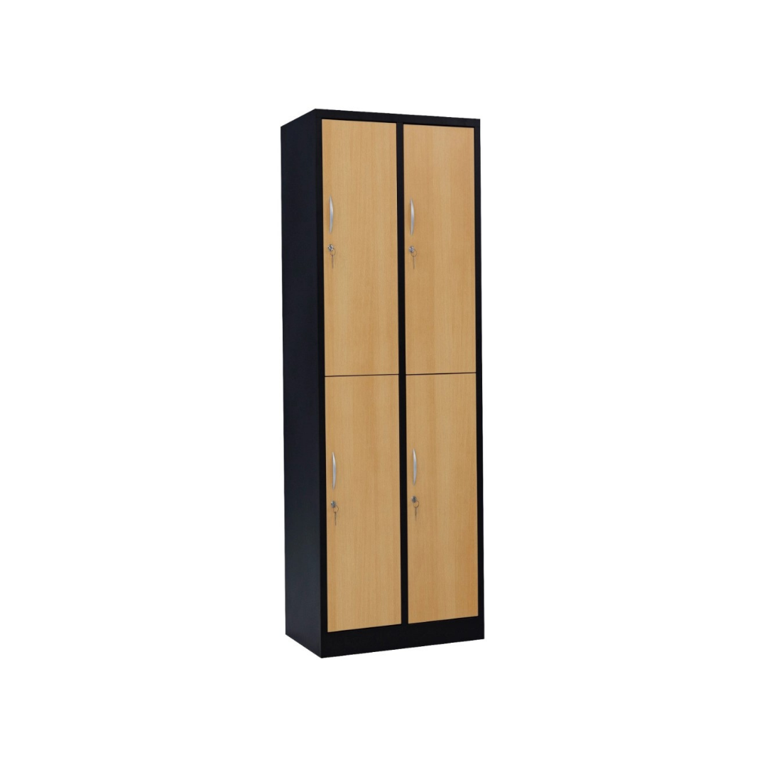 Furni24 Garderobenschrank Abteilbreite 30 cm halbe Türen, 180 cm x 60 cm x 50 cm / schwarz / Buche RAL 9005